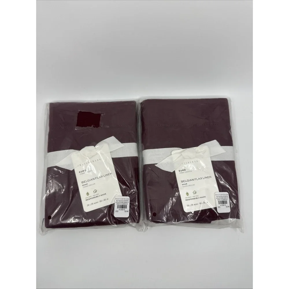 Pottery Barn Merlot Euro Belgian Flax Linen Shams Set Of 2 26